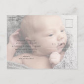 Modernes Script Foto Baby Vielen Dank Postkarte (Rückseite)