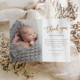 Modernes Script Foto Baby Vielen Dank Postkarte