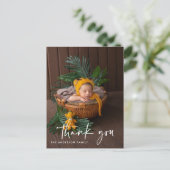 Modernes Script Foto Baby Vielen Dank Postkarte (Stehend Vorderseite)