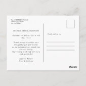 Modernes Script Foto Baby Vielen Dank Postkarte (Rückseite)