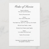 Modernes Script-Foto-Beerdigungsprogramm Programm (Rückseite)