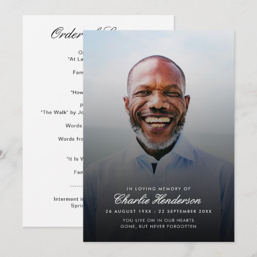 Modernes Script-Foto-Beerdigungsprogramm Programm (Vorne/Hinten)