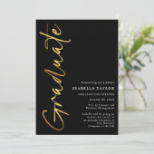 Modernes Script Foto Black Gold Abschluss Ankündigung (Stehend Vorderseite)