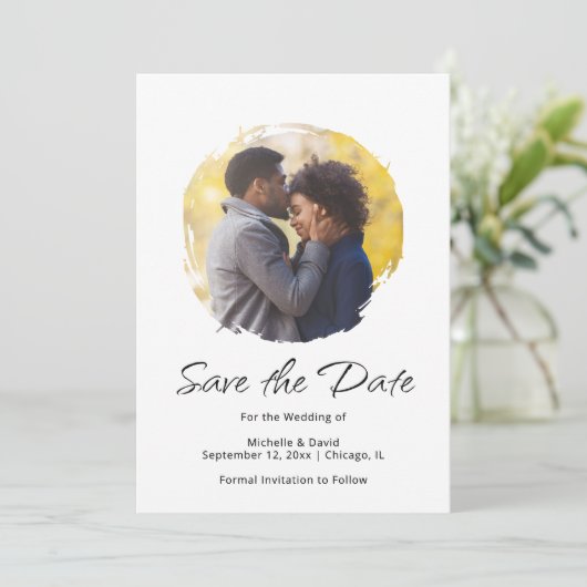 Modernes Script-Foto Boho Minimalistisch Wedding Save The Date (Stehend Vorderseite)
