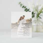 Modernes Script-Foto-Budget Einladung für Hochzeit (Stehend Vorderseite)