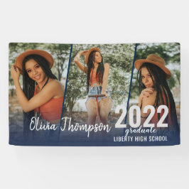 Modernes Script Foto Collage Navy Blue Abschluss B Banner