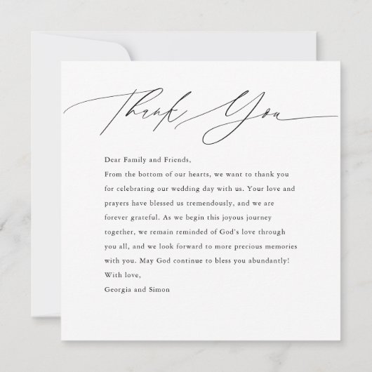 Modernes Script-Foto Elegante Hochzeit Christlich Dankeskarte (Rückseite)