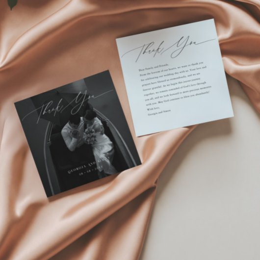 Modernes Script-Foto Elegante Hochzeit Christlich Dankeskarte