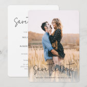 Modernes Script-Foto Elegante Hochzeit Save The Date (Vorne/Hinten)