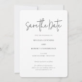 Modernes Script-Foto Elegante Hochzeit Save The Date (Rückseite)