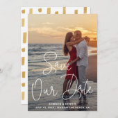 Modernes Script-Foto Elegante Hochzeit Save The Date (Vorne/Hinten)