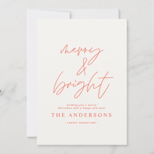 Modernes Script-Foto fröhlich & hell Weihnachten (Vorderseite)