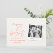 Modernes Script-Foto fröhlich & hell Weihnachten (Stehend Vorderseite)