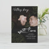 Modernes Script-Foto für Hochzeiten speichern das Einladung (Stehend Vorderseite)