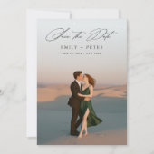 Modernes Script-Foto für Hochzeiten speichern das  Einladung (Vorderseite)