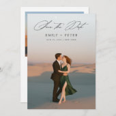 Modernes Script-Foto für Hochzeiten speichern das  Einladung (Vorne/Hinten)