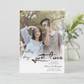 Modernes Script-Foto für Hochzeiten speichern das  Einladung (Stehend Vorderseite)