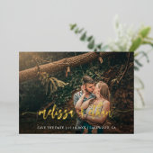 Modernes Script-Foto für Hochzeiten speichern das Folieneinladung (Stehend vorne)