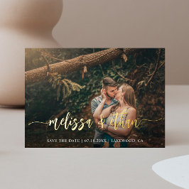 Modernes Script-Foto für Hochzeiten speichern das Folieneinladung