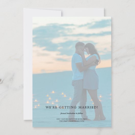 Modernes Script-Foto für Hochzeiten speichern das Save The Date (Rückseite)