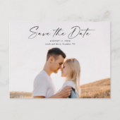 Modernes Script-Foto für Hochzeiten speichern Sie Ankündigungspostkarte (Vorderseite)