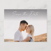 Modernes Script-Foto für Hochzeiten speichern Sie Ankündigungspostkarte (Vorderseite)