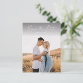 Modernes Script-Foto für Hochzeiten speichern Sie  Ankündigungspostkarte (Stehend Vorderseite)