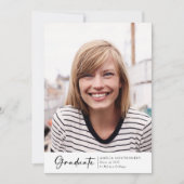 Modernes Script-Foto-Graduate Ankündigung (Vorderseite)