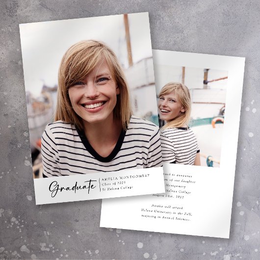 Modernes Script-Foto-Graduate Ankündigung