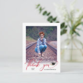 Modernes Script Foto Graduate Vielen Dank Postkarte (Stehend Vorderseite)