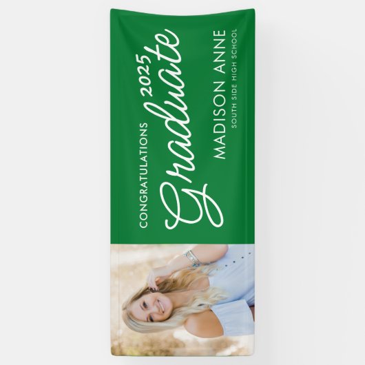 Modernes Script Foto Green Abschluss Banner (Vertikal)