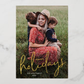 Modernes Script Foto Happy Holidays Folien Feiertagskarte (Vorderseite)