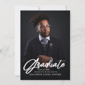 Modernes Script Foto High School Abschluss Ankündigung (Vorderseite)