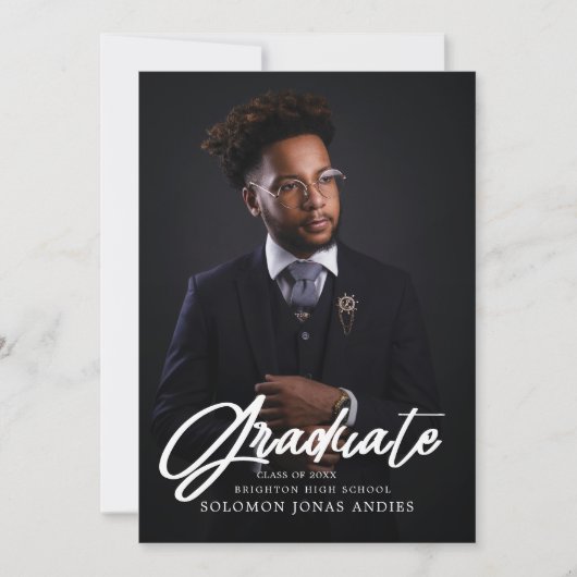 Modernes Script Foto High School Abschluss Ankündigung (Vorderseite)