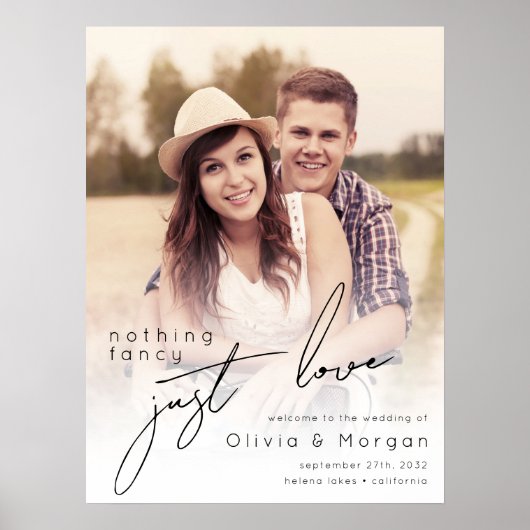 Modernes Script-Foto Hochzeit Begrüßungszeichen Poster (Vorne)