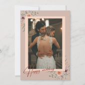 Modernes Script Foto Hochzeit floral Danke Karte (Vorderseite)