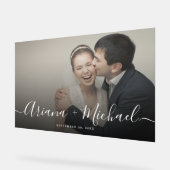 Modernes Script-Foto-Hochzeit halbtransparent Acrylschild (Winkel)