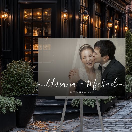 Modernes Script-Foto-Hochzeit halbtransparent Acrylschild