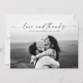 Modernes Script Foto Hochzeit Liebe und Dank Dankeskarte (Vorderseite)