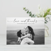 Modernes Script Foto Hochzeit Liebe und Dank Dankeskarte (Stehend Vorderseite)
