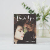 Modernes Script Foto Hochzeit/ Verlobung Vielen Da Postkarte (Stehend Vorderseite)