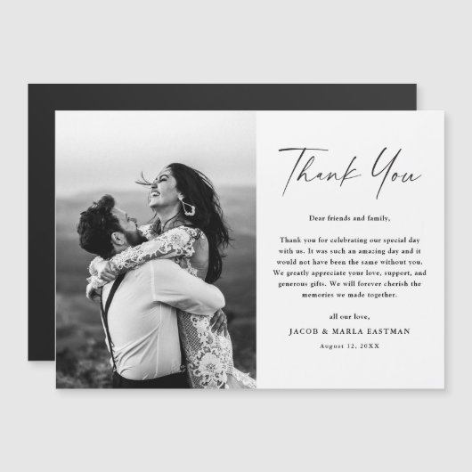 Modernes Script Foto Hochzeit Vielen Dank Magnet (Vorne/Hinten)
