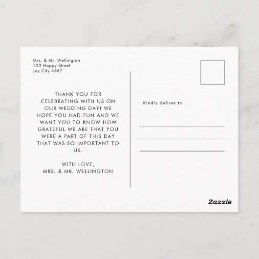 Modernes Script Foto Hochzeit Vielen Dank Postcard Postkarte (Rückseite)