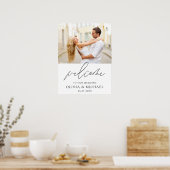 Modernes Script Foto Hochzeit Willkommen Eleganter Poster (Küche)