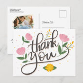 Modernes Script-Foto Hochzeitskarte Postkarte (Vorne/Hinten)