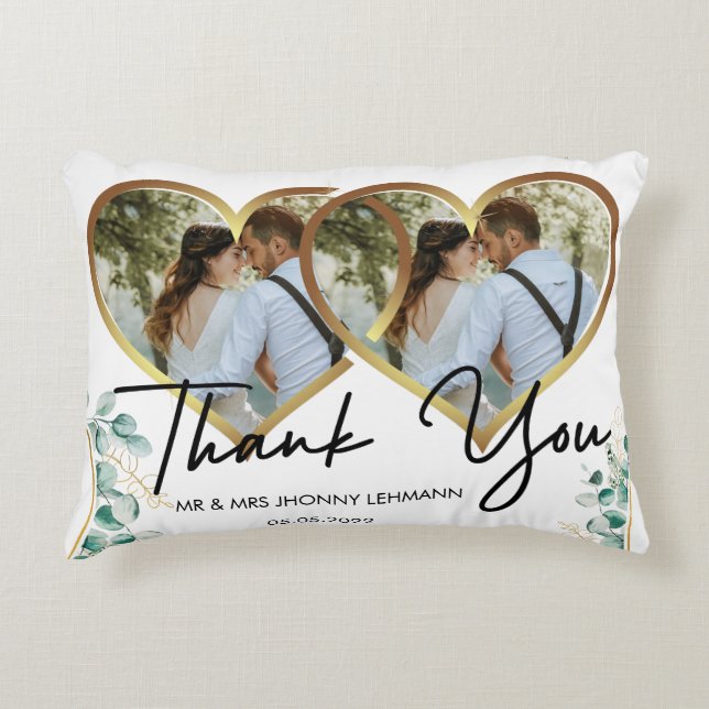 Modernes Script-Foto Hochzeitskissen Dekokissen (Vorderseite)