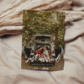 Modernes Script-Foto "Just Married" Hochzeit Ankündigung