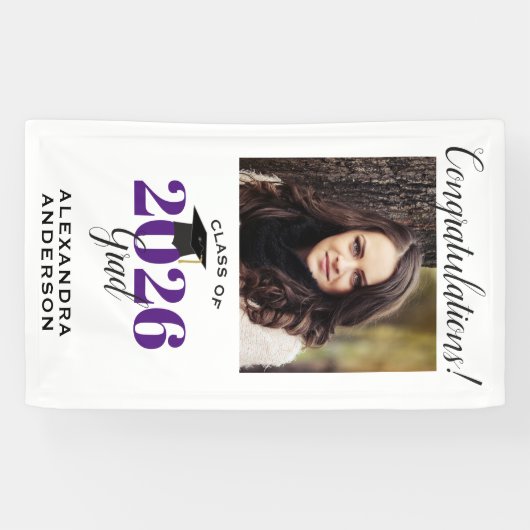 Modernes Script-Foto Lila vertikaler Abschluss Banner (Horizontal)