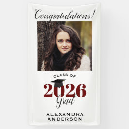 Modernes Script Foto Maroon Vertical Abschluss Banner