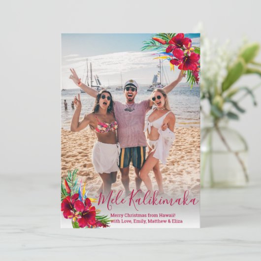 Modernes Script-Foto Mele Kalikimaka Weihnachten (Stehend Vorderseite)